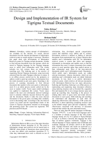 Design and Implementation of IR System for Tigrigna Textual Documents