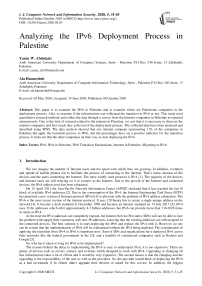 Analyzing the IPv6 Deployment Process in Palestine