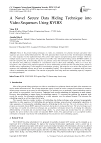 A Novel Secure Data Hiding Technique into Video Sequences Using RVIHS