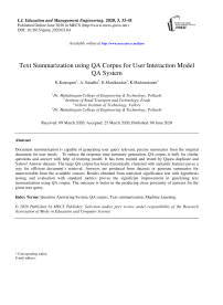 Text Summarization using QA Corpus for User Interaction Model QA System