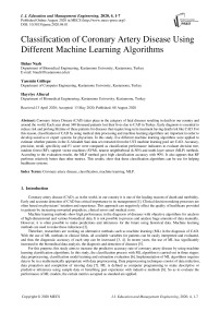 Classification of Coronary Artery Disease Using Different Machine Learning Algorithms