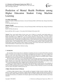 Prediction of Mental Health Problems among Higher Education Student Using Machine Learning