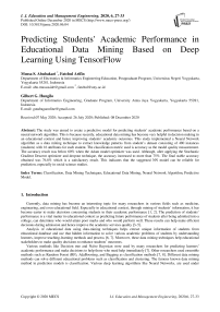 Predicting Students' Academic Performance in Educational Data Mining Based on Deep Learning Using TensorFlow