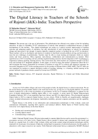 The Digital Literacy in Teachers of the Schools of Rajouri (J&K)-India: Teachers Perspective