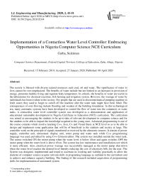 Implementation of a Contactless Water Level Controller: Embracing Opportunities in Nigeria Computer Science NCE Curriculum