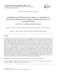 Equilibrium and Thermodynamic Studies on Adsorption of Hexavalent Chromium from Aqueous Solution onto Low Cost Activated Carbon