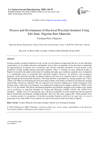 Process and Development of Electrical Porcelain Insulator Using Edo State, Nigerian Raw Materials