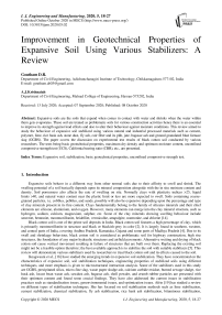 Improvement in Geotechnical Properties of Expansive Soil Using Various Stabilizers: A Review