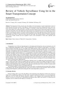 Review of Vehicle Surveillance Using Iot in the Smart Transportation Concept