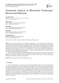 Generation Analysis of Blockchain Technology: Bitcoin and Ethereum