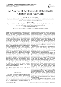 An Analysis of Key Factors to Mobile Health Adoption using Fuzzy AHP