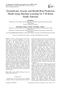 Groundwater Arsenic and Health Risk Prediction Model using Machine Learning for T.M Khan Sindh, Pakistan