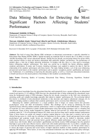 Data Mining Methods for Detecting the Most Significant Factors Affecting Students’ Performance