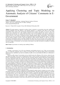 Applying Clustering and Topic Modeling to Automatic Analysis of Citizens’ Comments in E-Government