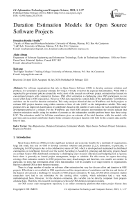 Duration Estimation Models for Open Source Software Projects