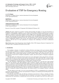 Evaluation of TSP for Emergency Routing