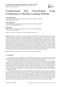 Content-based Fish Classification Using Combination of Machine Learning Methods