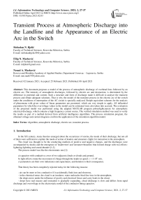 Transient Process at Atmospheric Discharge into the Landline and the Appearance of an Electric Arc in the Switch