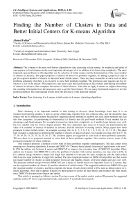 Finding the Number of Clusters in Data and Better Initial Centers for K-means Algorithm