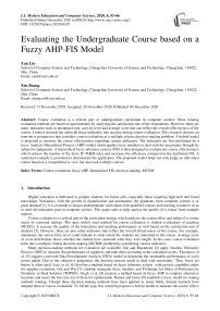 Evaluating the Undergraduate Course based on a Fuzzy AHP-FIS Model