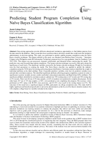 Predicting Student Program Completion Using Naïve Bayes Classification Algorithm