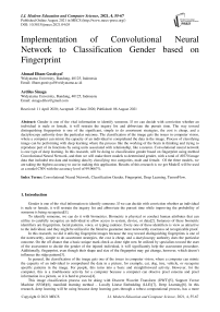 Implementation of Convolutional Neural Network to Classification Gender based on Fingerprint