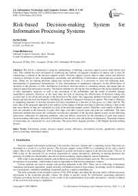 Risk-based Decision-making System for Information Processing Systems
