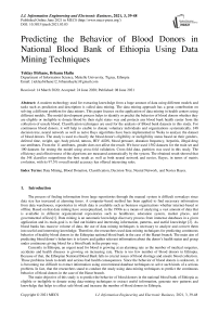 Predicting the Behavior of Blood Donors in National Blood Bank of Ethiopia Using Data Mining Techniques