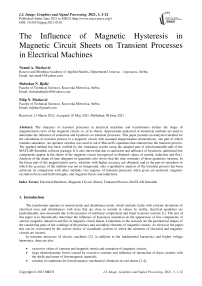 The Influence of Magnetic Hysteresis in Magnetic Circuit Sheets on Transient Processes in Electrical Machines