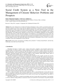 Social Credit System as a New Tool in the Management of Citizens' Behavior: Problems and Prospects