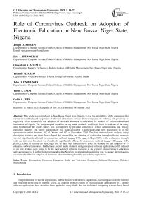 Role of Coronavirus Outbreak on Adoption of Electronic Education in New Bussa, Niger State, Nigeria