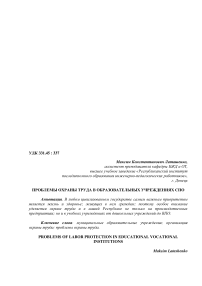 Проблемы охраны труда в образовательных учреждениях СПО