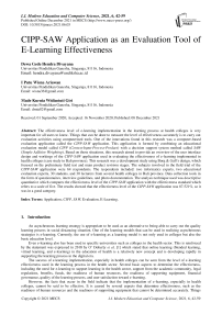 CIPP-SAW Application as an Evaluation Tool of E-Learning Effectiveness