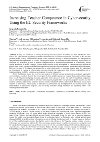 Increasing Teacher Competence in Cybersecurity Using the EU Security Frameworks