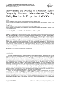 Improvement and Practice of Secondary School Geography Teachers' Informatization Teaching Ability Based on the Perspective of MOOCs