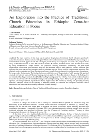 An Exploration into the Practice of Traditional Church Education in Ethiopia: Zema-bet Education in Focus