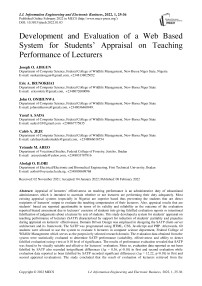 Development and Evaluation of a Web Based System for Students’ Appraisal on Teaching Performance of Lecturers
