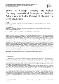 Effects of Concept Mapping and Guided Discovery Instructional Strategies on Students’ Achievement in Redox Concept of Chemistry in Oyo State, Nigeria