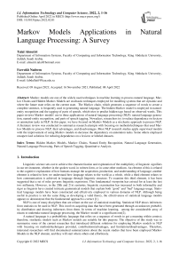 Markov Models Applications in Natural Language Processing: A Survey