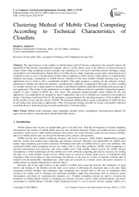 Clustering Method of Mobile Cloud Computing According to Technical Characteristics of Cloudlets