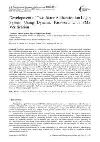 Development of Two-factor Authentication Login System Using Dynamic Password with SMS Verification