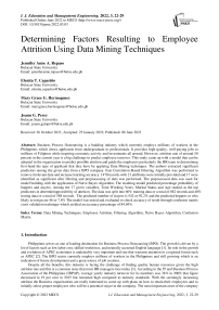 Determining Factors Resulting to Employee Attrition Using Data Mining Techniques