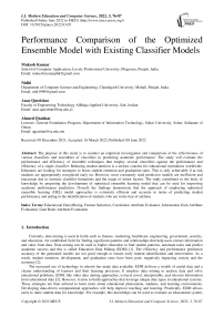 Performance Comparison of the Optimized Ensemble Model with Existing Classifier Models