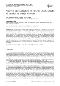 Analysis and Detection of various DDoS attacks on Internet of Things Network