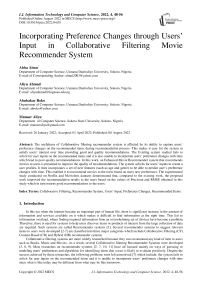 Incorporating Preference Changes through Users' Input in Collaborative Filtering Movie Recommender System