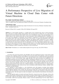 A Performance Perspective of Live Migration of Virtual Machine in Cloud Data Center with Future Directions