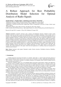 A Robust Approach for Best Probability Distribution Model Selection for Optimal Analysis of Radio Signals