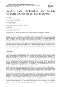 Sensitive Data Identification and Security Assurance in Cloud and IoT based Networks