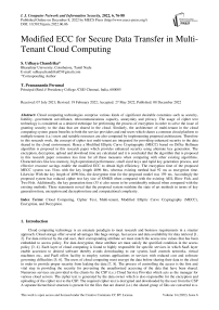 Modified ECC for Secure Data Transfer in Multi-Tenant Cloud Computing