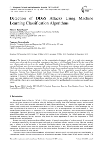 Detection of DDoS Attacks Using Machine Learning Classification Algorithms